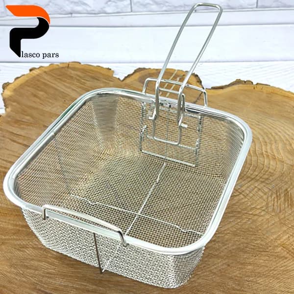 توری روغن گیر مربع استیل دسته تاشو
