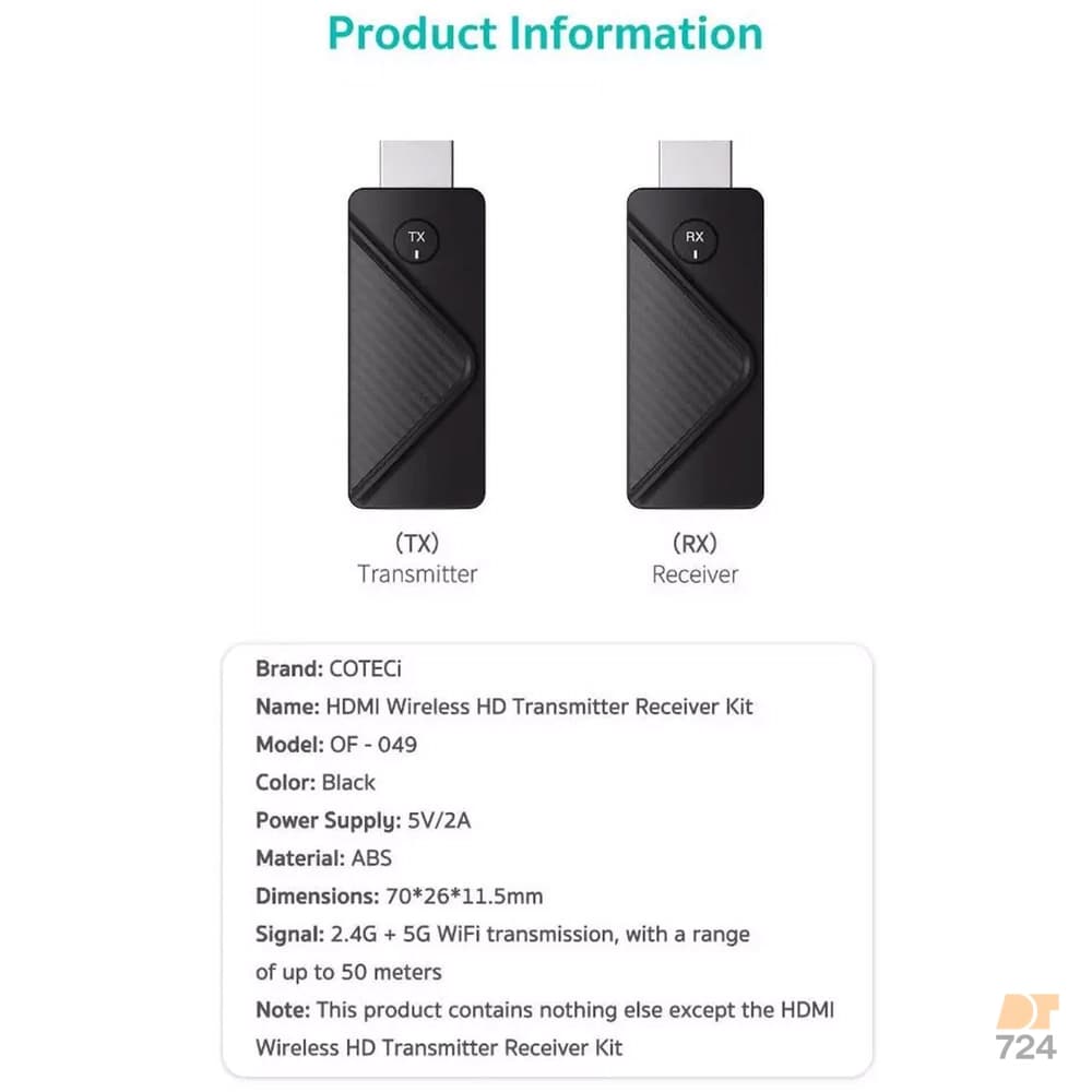 کیت فرستنده و گیرنده بی‌سیم HDMI کوتسی مدل OF-049 — تصویر ۳