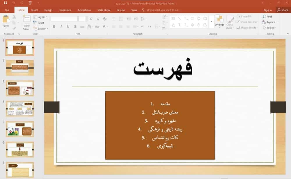 دانلود پاورپوینت ضرب المثل «کار نشد ندارد» با طراحی جذاب