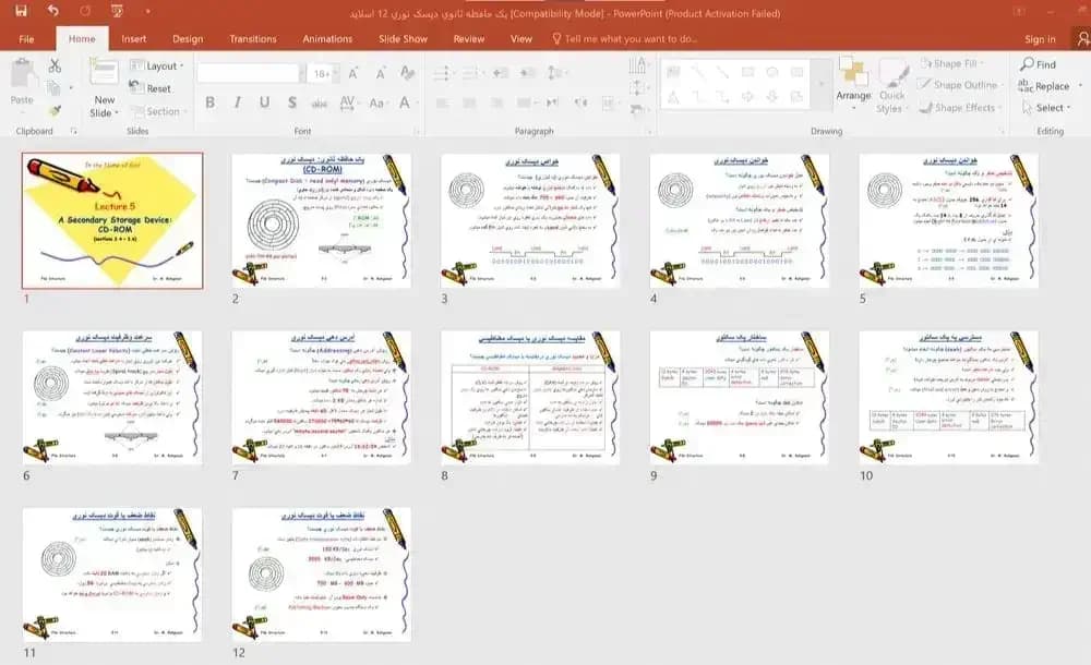 پاورپوینت درباره حافظه ثانوی دیسک نوری (CD-ROM) برای دانلود