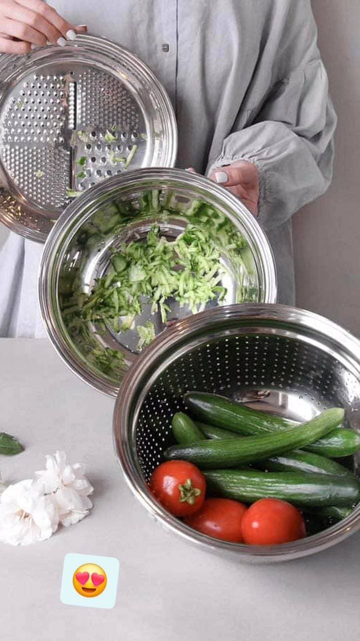 ست رنده ، لگن و آبکش استیل