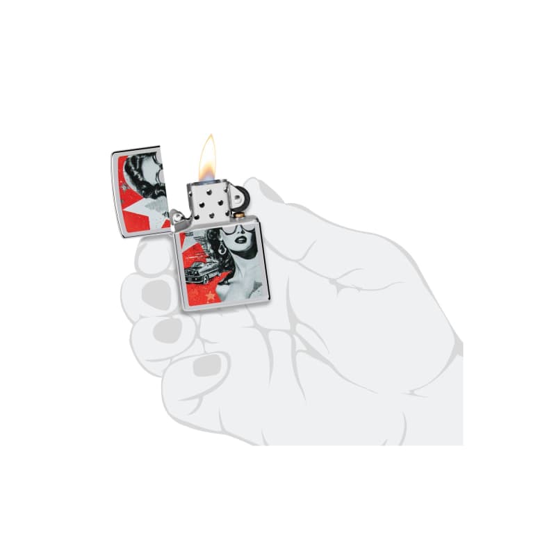 فندک زیپو Zippo مدل Z-46239 | فندک بنزینی طرح دختر کلکسیونی | قابلیت پر کردن مجدد | ساخت آمریکا | با گارانتی مادام العمر | مناسب برای مجموعه‌داران و کلکسیونرها — تصویر ۵