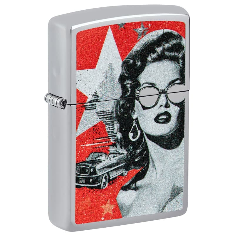 فندک زیپو Zippo مدل Z-46239 | فندک بنزینی طرح دختر کلکسیونی | قابلیت پر کردن مجدد | ساخت آمریکا | با گارانتی مادام العمر | مناسب برای مجموعه‌داران و کلکسیونرها