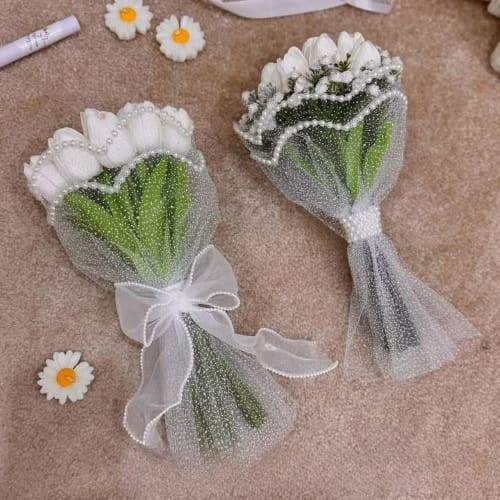 دسته گل عروس طبیعی کد 449