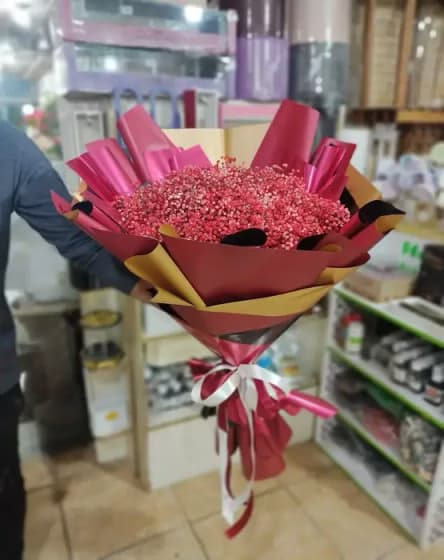 دسته گل عروس قرمز کد 443 — تصویر ۲