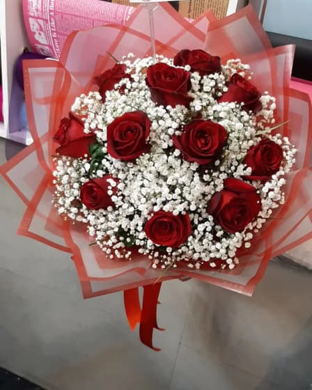 دسته گل رز هلندی و عروس کد 442