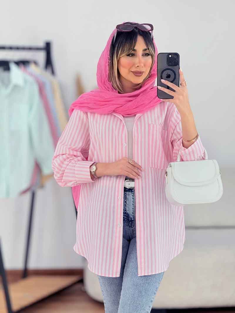 مانتو راه راه تک جیب کد 7719