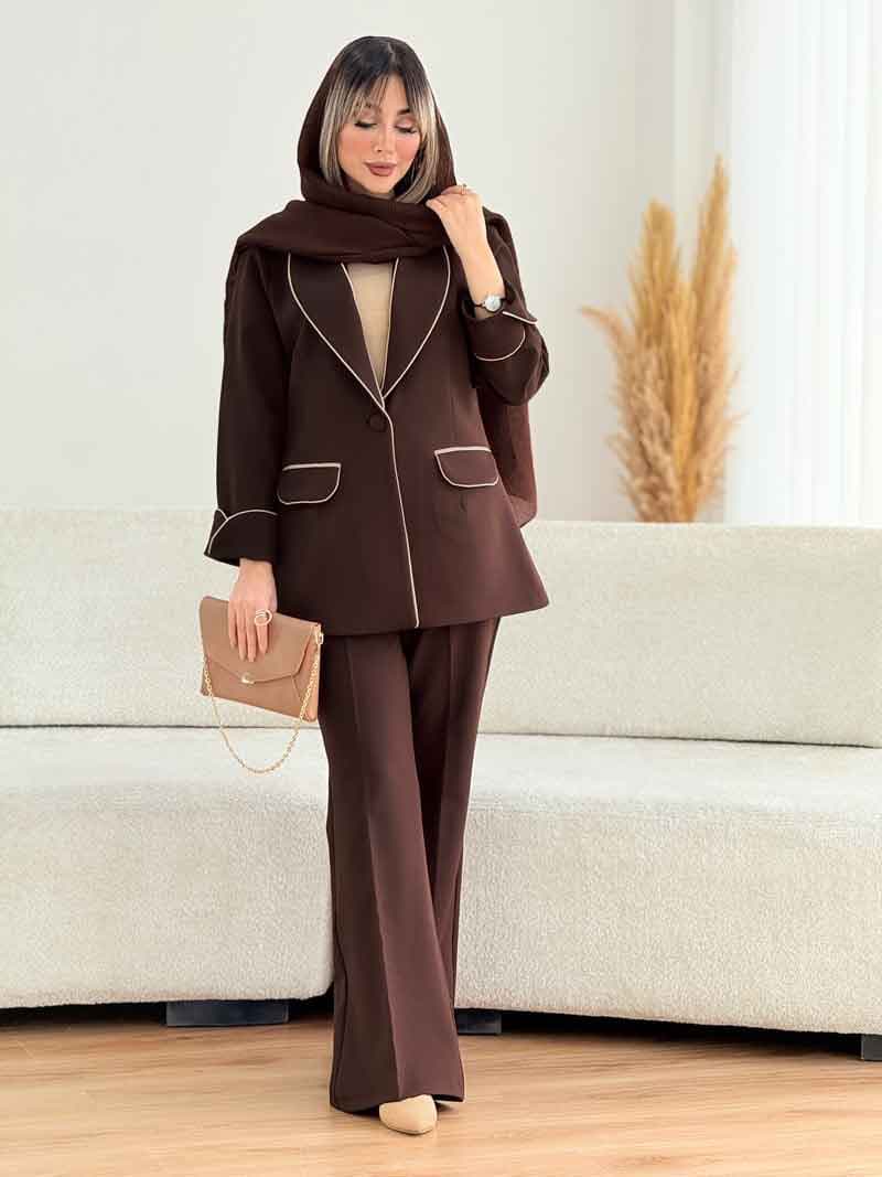 ست مانتو مغزی دوزی و شلوار کد 7680