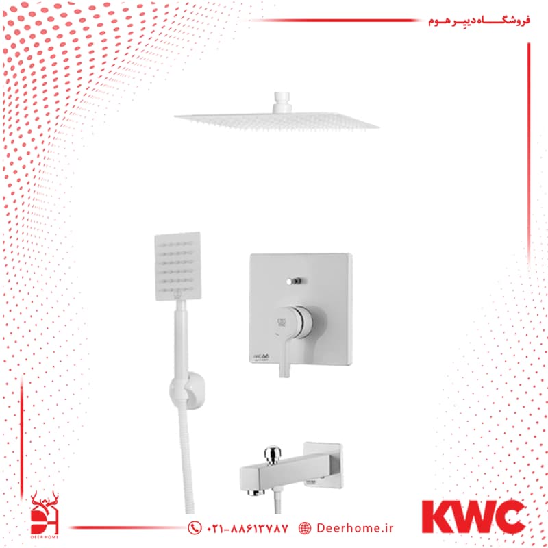 شیر حمام توکار KWC مدل آوا تیپ 4 S25 با سردوش تلفنی استیل — تصویر ۲