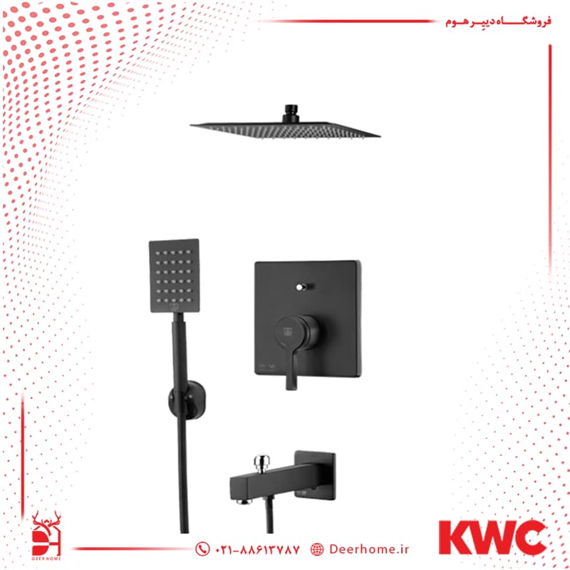 شیر حمام توکار KWC مدل آوا تیپ 4 S25 با سردوش تلفنی استیل — تصویر ۵