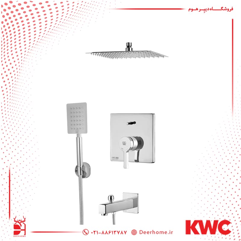 شیر حمام توکار KWC مدل آوا تیپ 4 S25 با سردوش تلفنی استیل