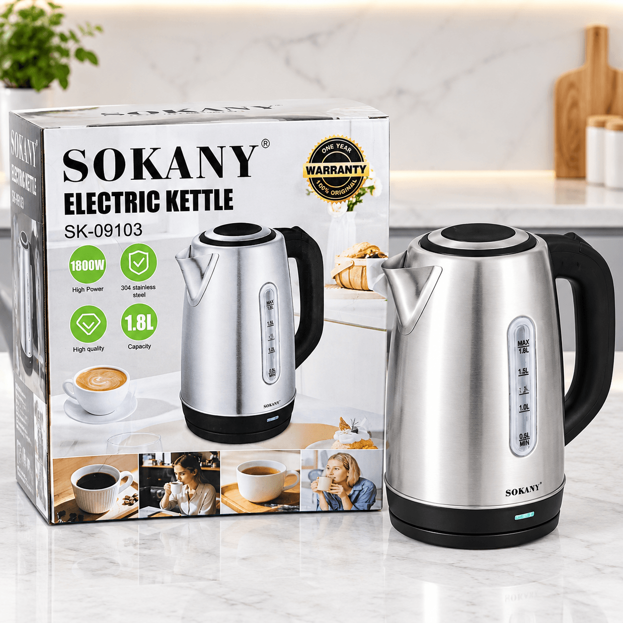 کتری برقی سوکانی SK-09103 | 1800 وات | ظرفیت 1.8 لیتر
