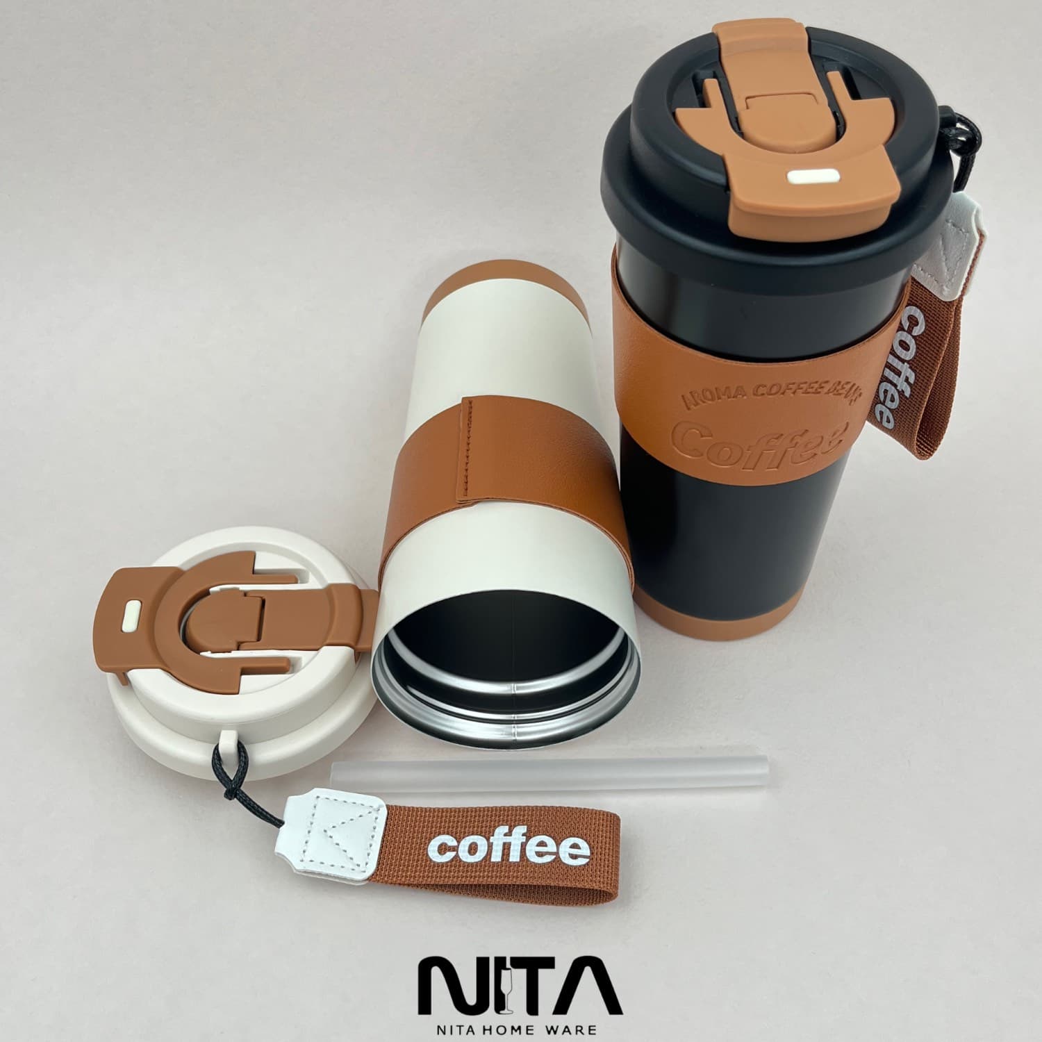 تراول ماگ دور چرم Coffee — تصویر ۷