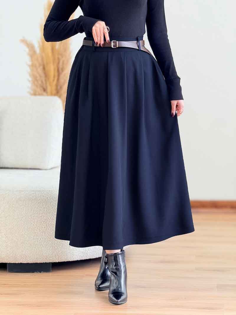 دامن کمرکش کمربند دار کد 7557