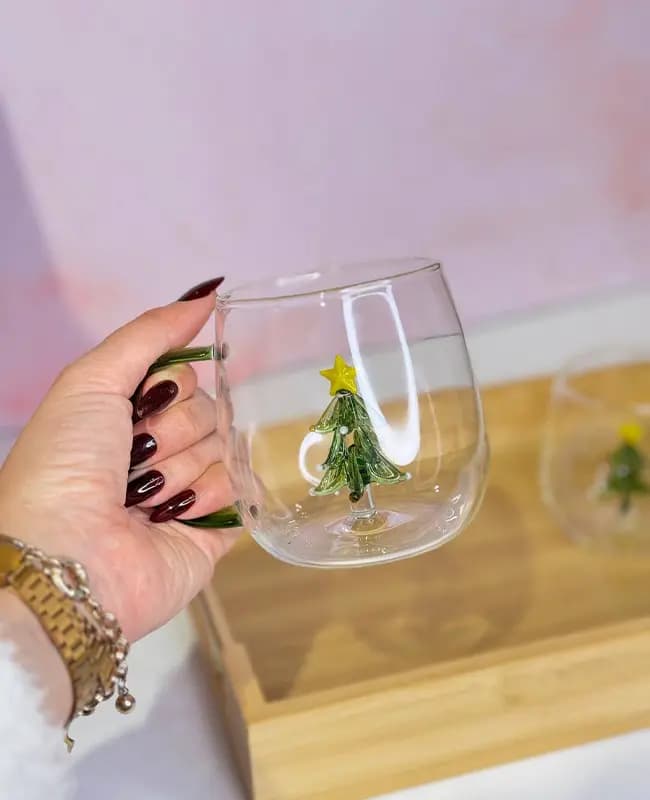 ماگ شیشه ای طرح کاج کریسمس وارداتی کد5700 — تصویر ۲