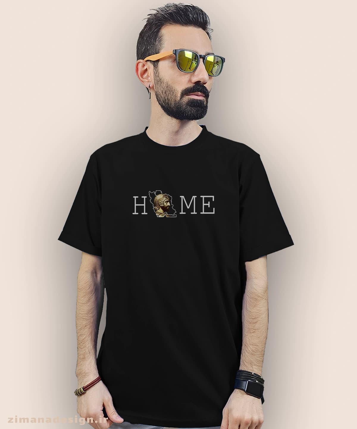 تیشرت مردانه و زنانه اصیل ایرانی طرح کوروش بزرگ ترکیب با HOME — تصویر ۸