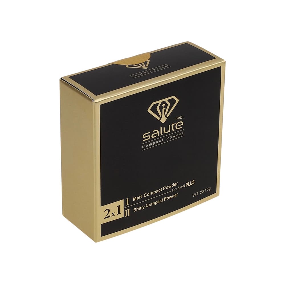 پنکیک دو طبقه طلایی خشک و مرطوب سالوته (SALUTE) مدل DRY & WET PLUS 2 IN 1 کد P104 رنگ شنی تیره — تصویر ۲