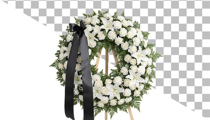 تصویر دوربری شده تاج گل ترحیم (فرمت PNG بدون پس‌زمینه)