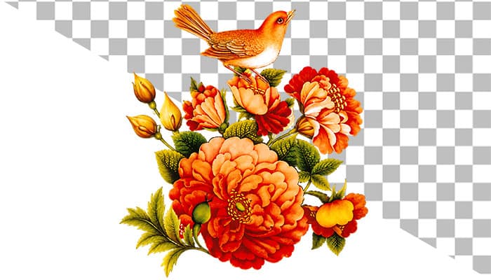 دانلود PNG گل و بوته با پرنده بدون پس زمینه