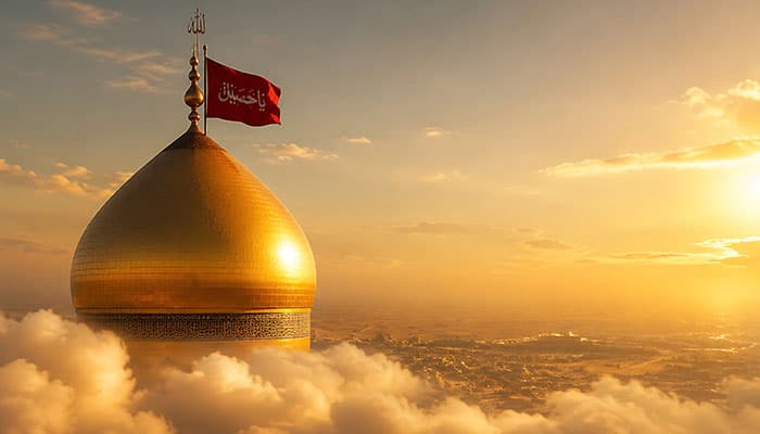 تصویر ماه محرم طرح حرم امام حسین روی ابرها