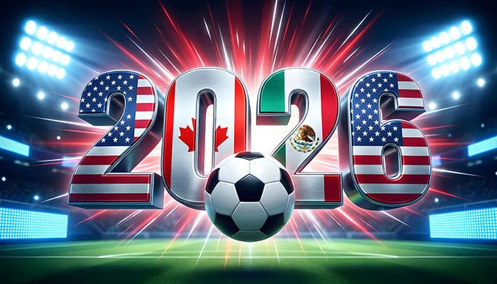 تصویر جام جهانی 2026 با توپ فوتبال