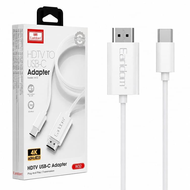 کابل HDMI به Type-C انتقال تصویر گوشی به تلویزیون Earldom ET-W32 — تصویر ۲