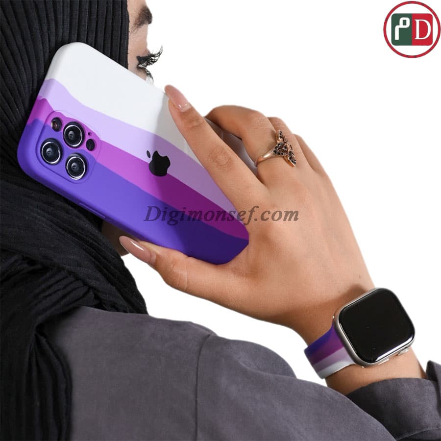 قاب سیلیکون هفت رنگ (بنفش) برای آیفون – iphone 12 pro max — تصویر ۲