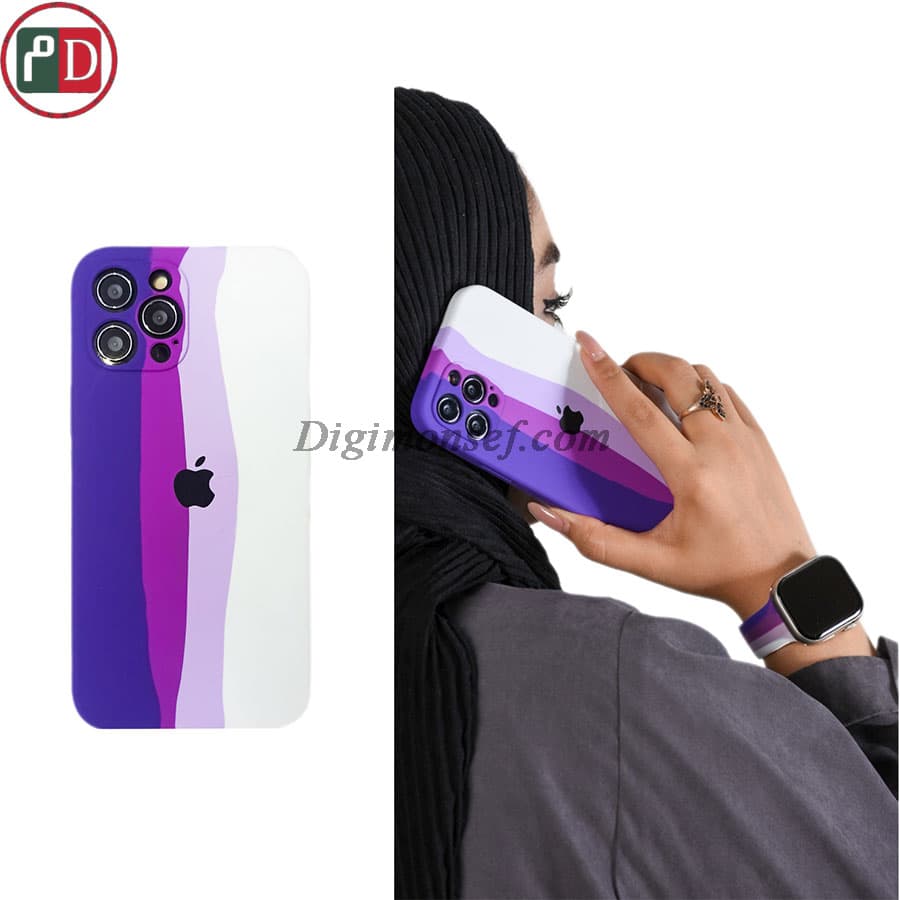قاب سیلیکون هفت رنگ (بنفش) برای آیفون – iphone 12 pro max