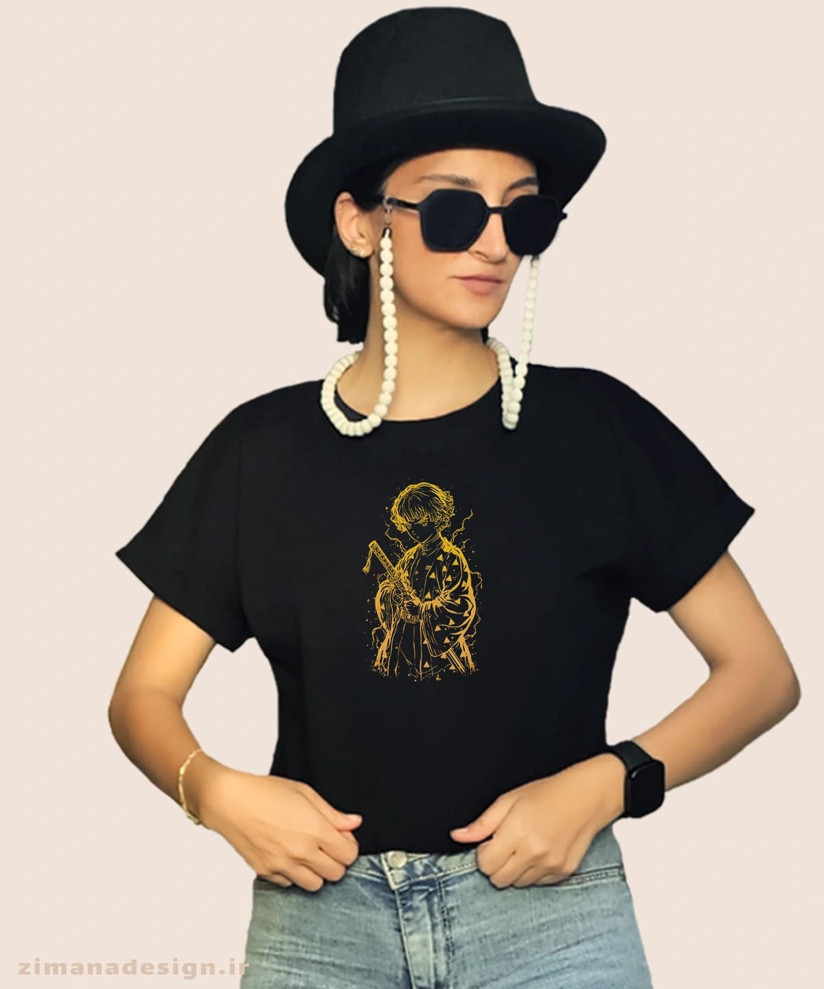 کراپ زنانه طرح شیطان کش شخصیت زنیتسو کد 963 — تصویر ۳