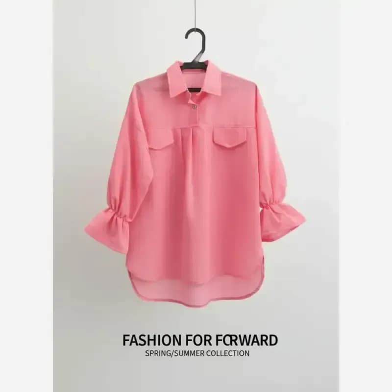 شومیز لینن زنانه مجلسی سینه چین چهارفصل — تصویر ۷