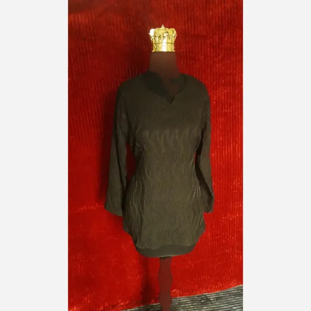 تونیک بهاره نخی طرح موجی کمربندی مناسب سایز 40 تا 46 — تصویر ۵