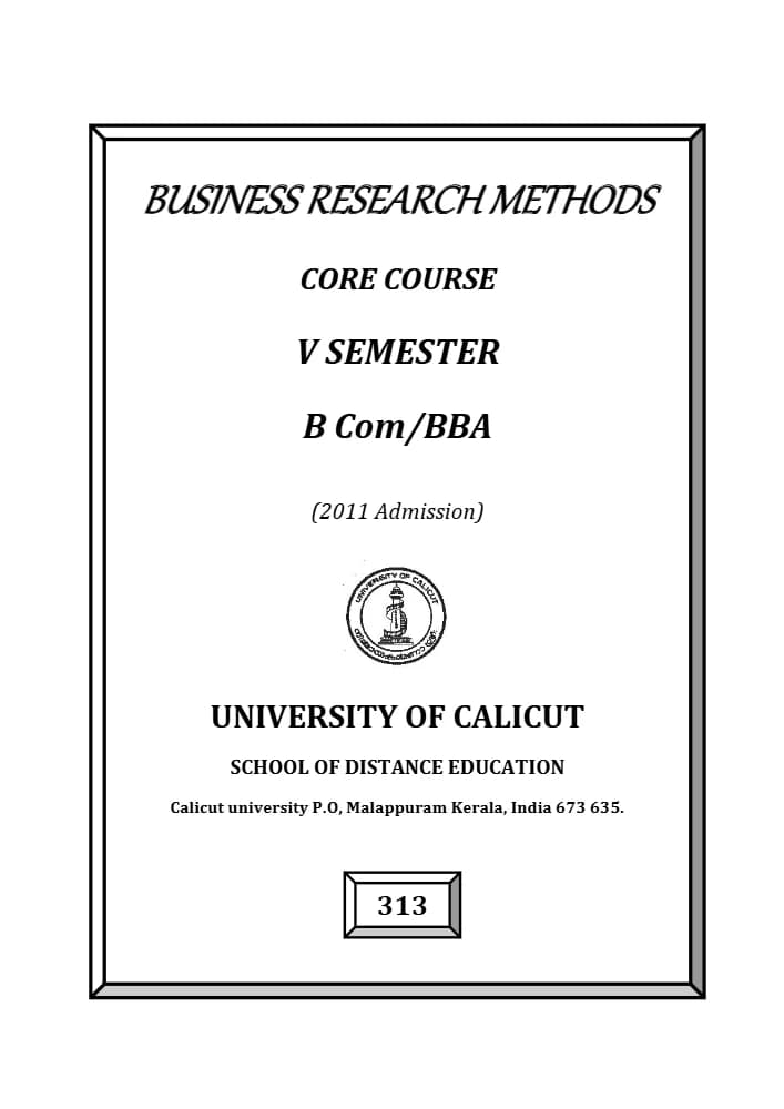 کتاب روش های تحقیق در کسب و کار (Business Research Methods) نسخه انگلیسی PDF | دانشگاه کالیکوت