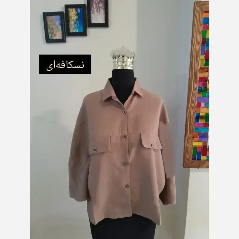 مانتو پانچ کوتاه اسپرت دانشجویی قواره دار جنس لینن — تصویر ۶
