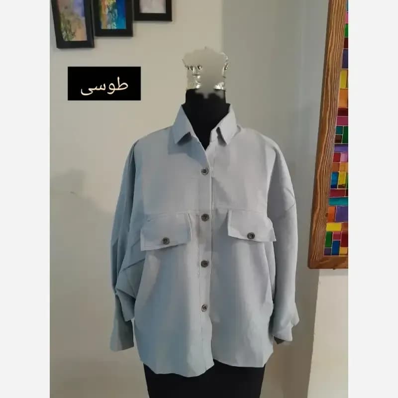 مانتو پانچ کوتاه اسپرت دانشجویی قواره دار جنس لینن — تصویر ۸