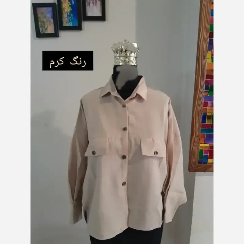 مانتو پانچ کوتاه لینن اسپرت قواره دار سایز بزرگ — تصویر ۵