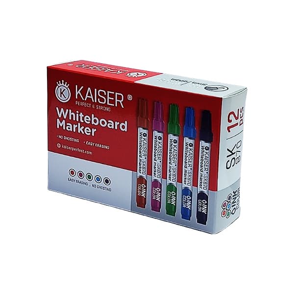 ماژیک وایت برد کایزر مدل رنگی کد SK870 بسته 12 عددی — تصویر ۳