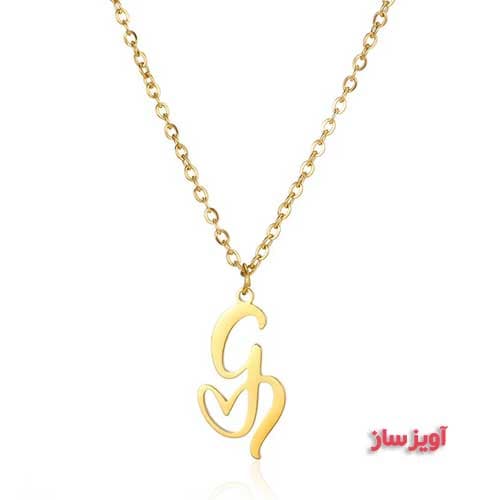 گردنبند حرف انگلیسی G طرح قلب کد 102677