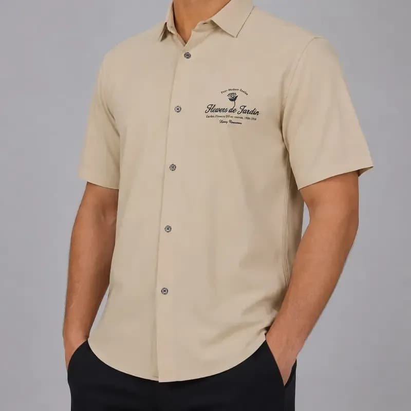پیراهن آستین کوتاه مردانه ویسکوز تابستانه قواره آزاد — تصویر ۴
