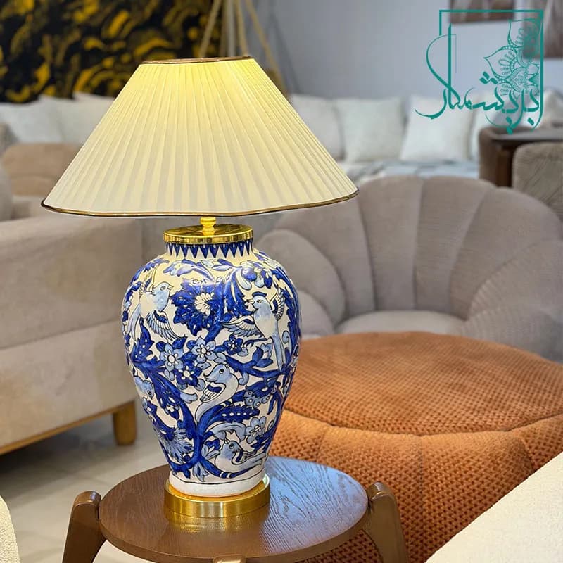 آباژور رومیزی طرح لاجورد(زمینه سفید)