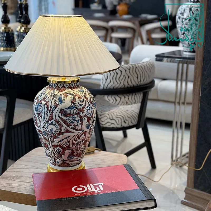 آباژور رومیزی زرشکی(بال فیروزه ایی)