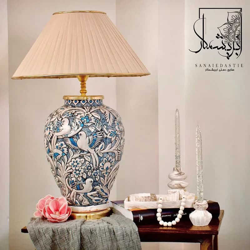 آباژور رومیزی طوسی (بال فیروزه ای)