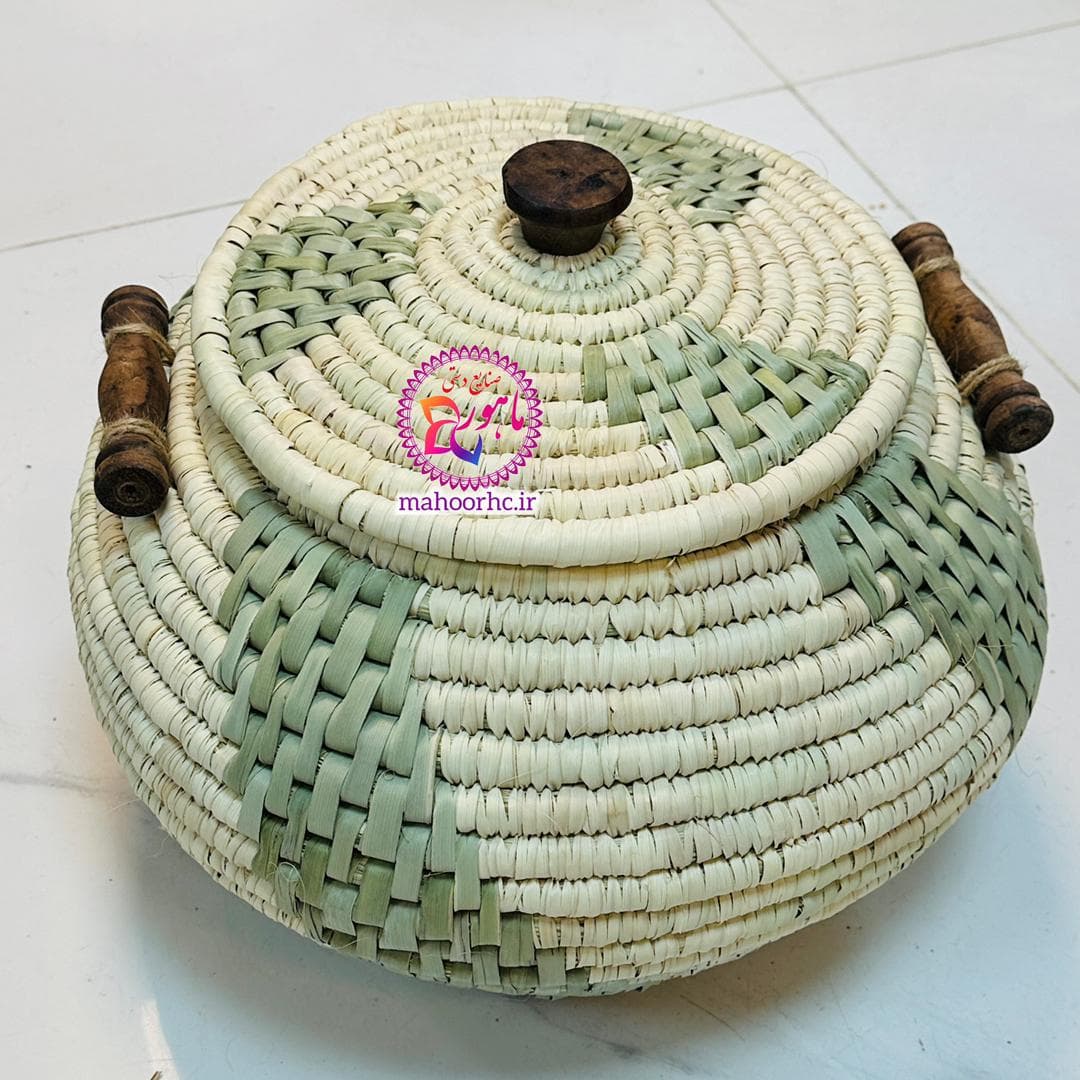 جابرنجی حصیری خمرهای طرحدار آجری منحنی 15 کیلویی با دسته چوبی — تصویر ۲