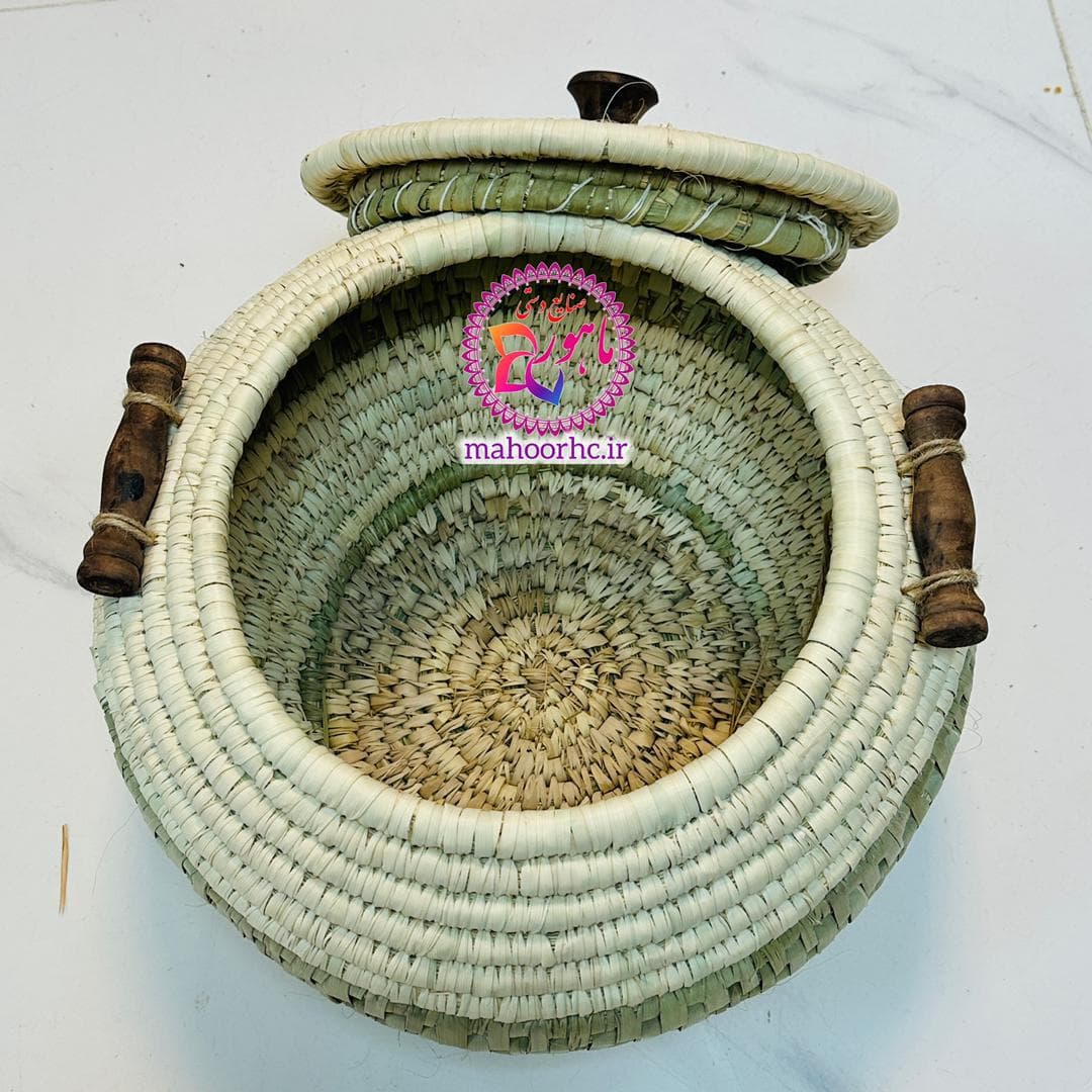 جابرنجی حصیری خمره‌ای طرحدار آجری 15 کیلویی با دسته چوبی — تصویر ۳