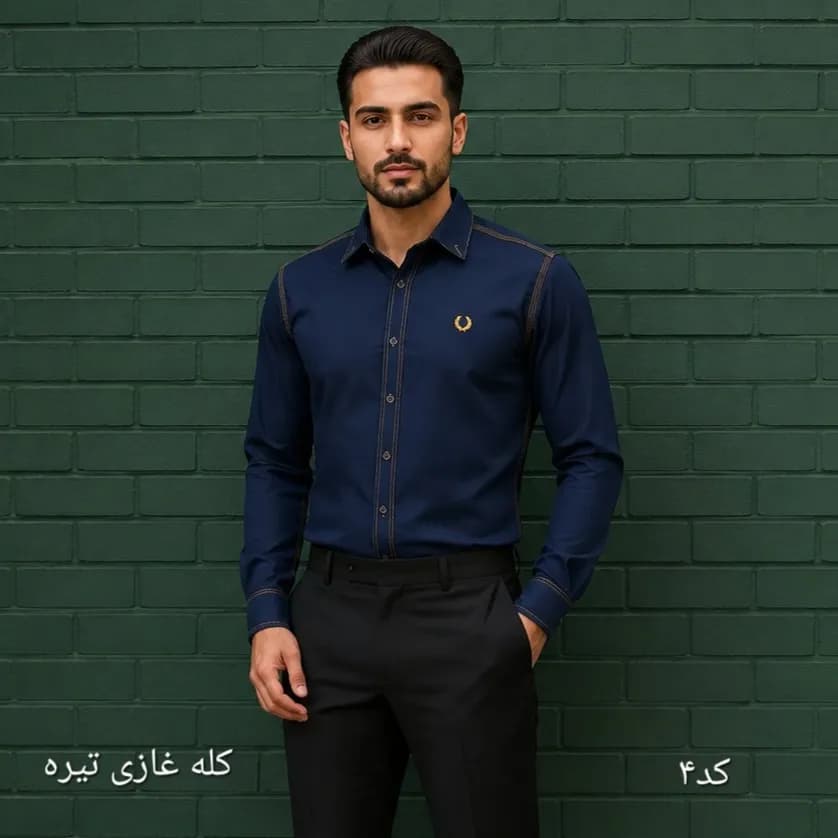 پیراهن مردانه بنگال کشی اندامی رنگی آستین بلند سایز L تا 2XL — تصویر ۱۰