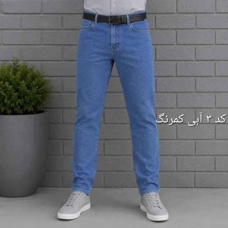 شلوار جین مردانه راسته پنبه فلامنت سایز 40 تا 58 — تصویر ۴