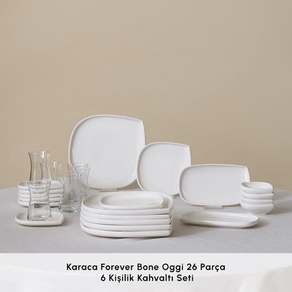 سرویس صبحانه خوری 6 نفره 26 پارچه کاراجا مدل Forever Bone Oggi — تصویر ۳