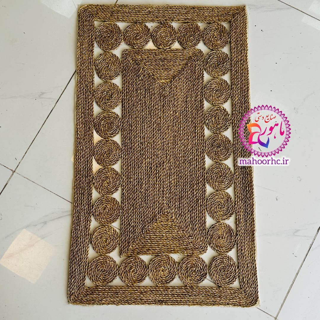 پادری حصیری مستطیل طرحدار سایز 50*80