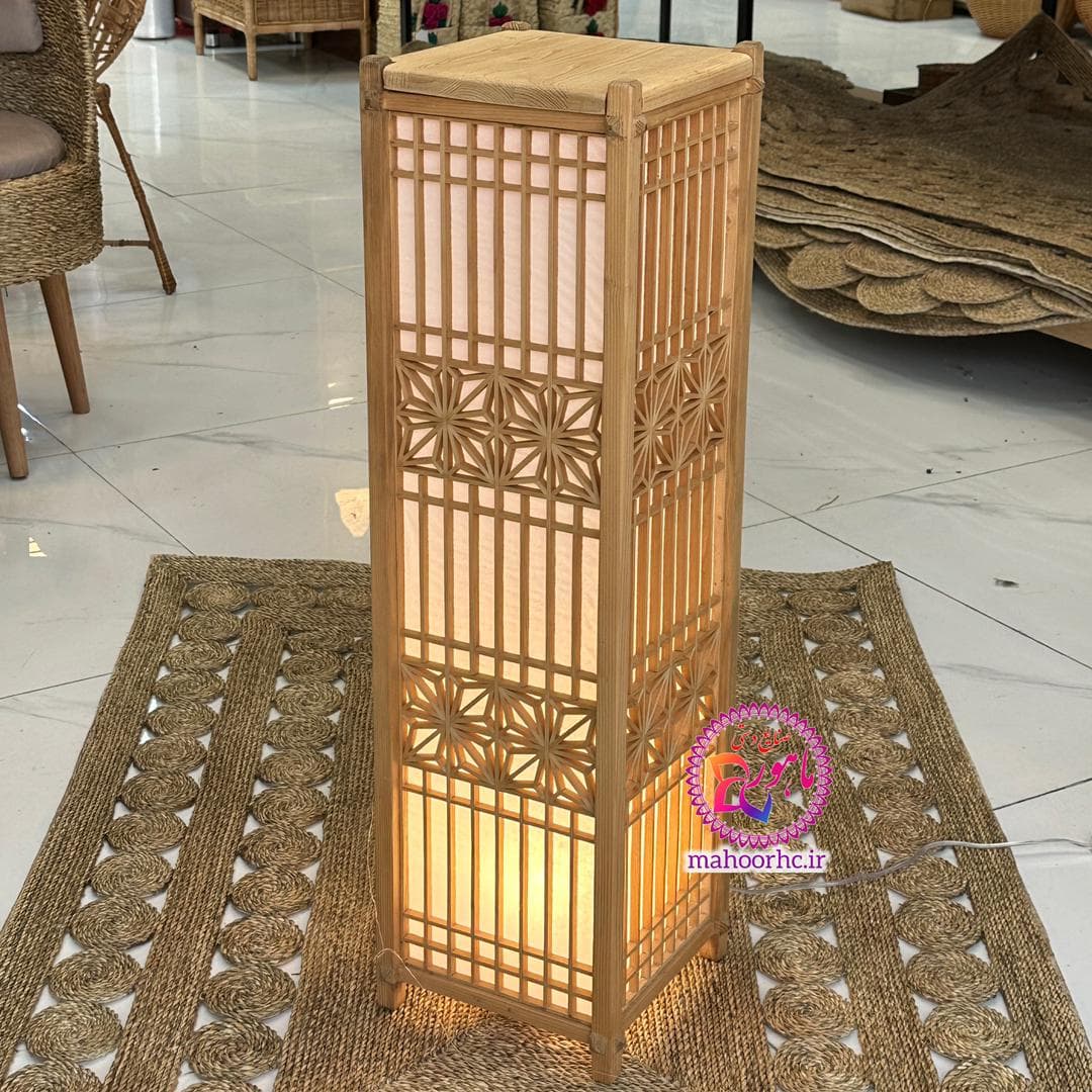 آباژور چوبی کومیکو دست‌ساز سبک ژاپنی سایز 85
