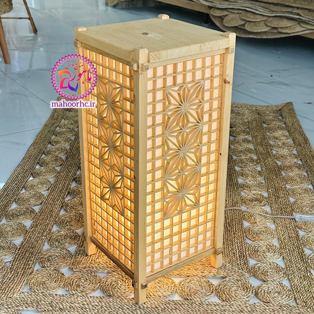 آباژور چوبی کومیکو دست‌ساز سبک ژاپنی سایز 55