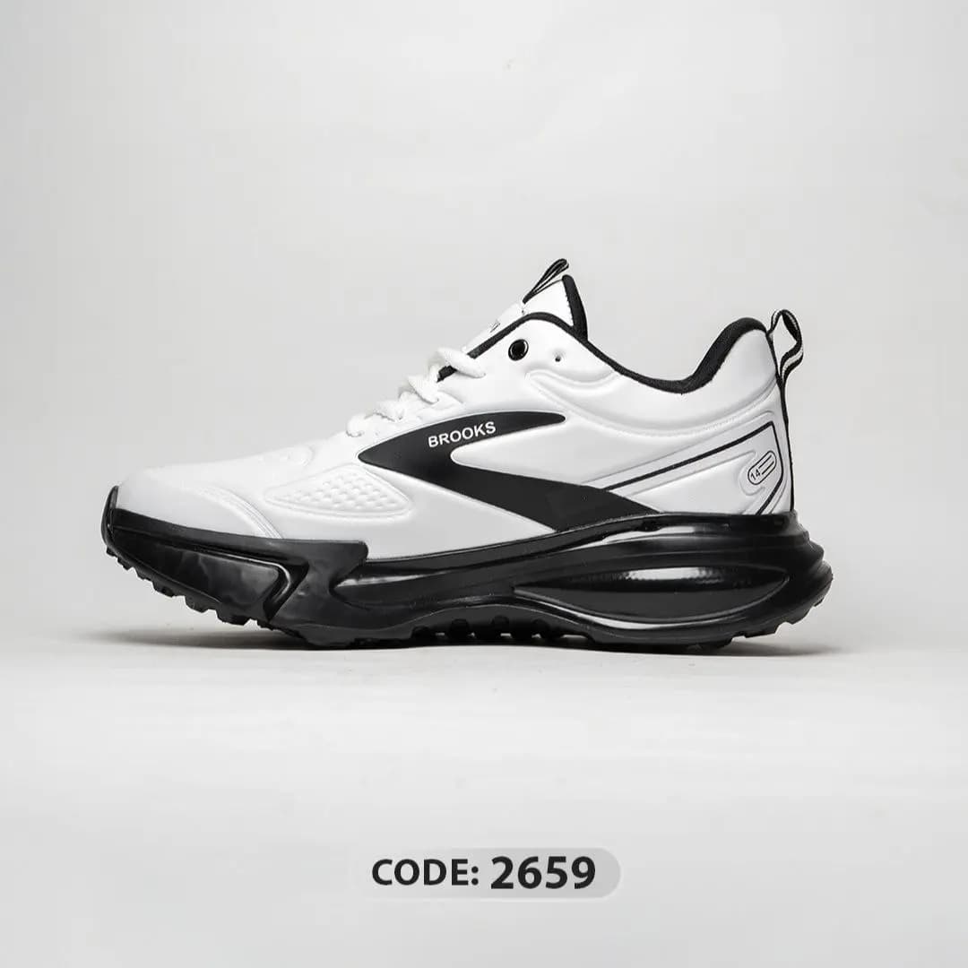 کتونی سفید خط مشکی بندی زیر مشکی ژله ای BROOKS (کد 2659) — تصویر ۲